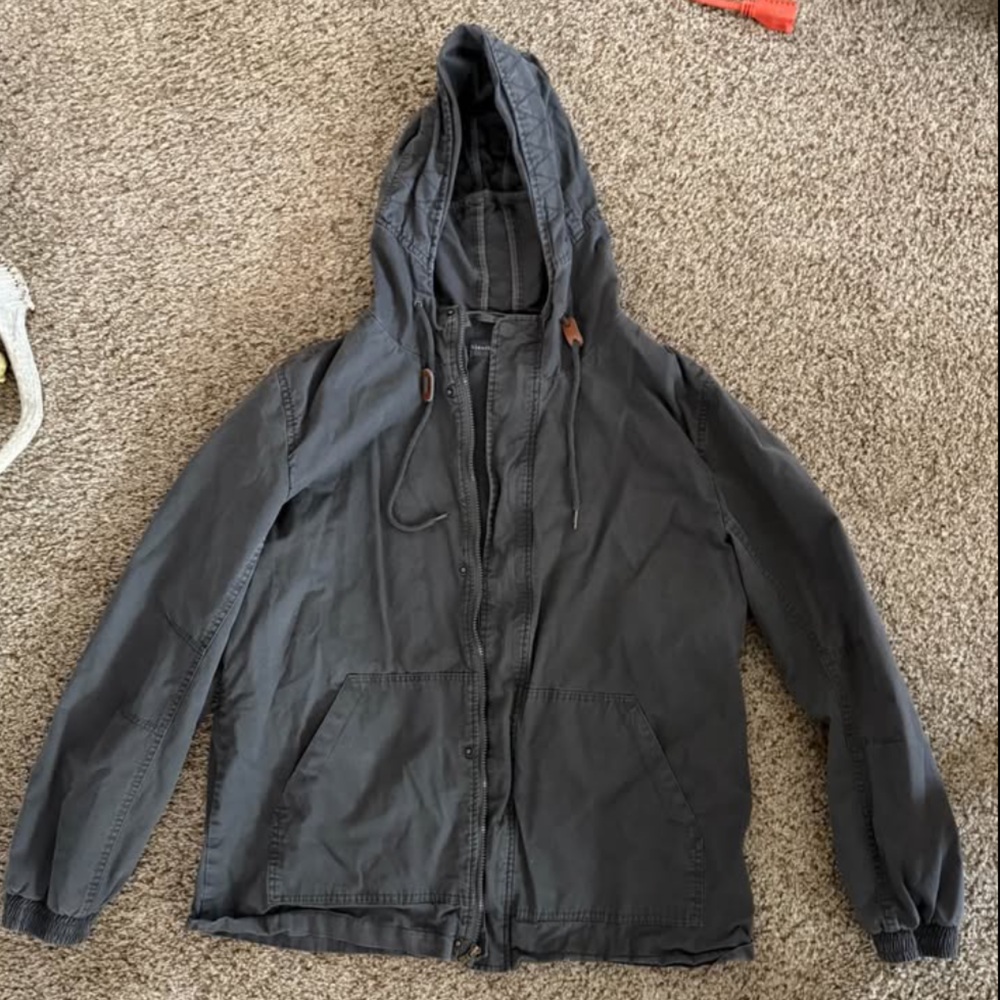 Men's Charcoal Hooded Jacket